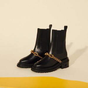 Sandro Black Chain Boots Ankle Leather